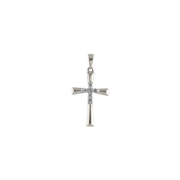 14K White Gold Diamond Cross Pendant