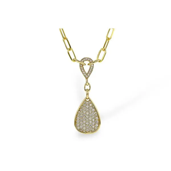 Pave Diamond Teardop Paperclip Necklace