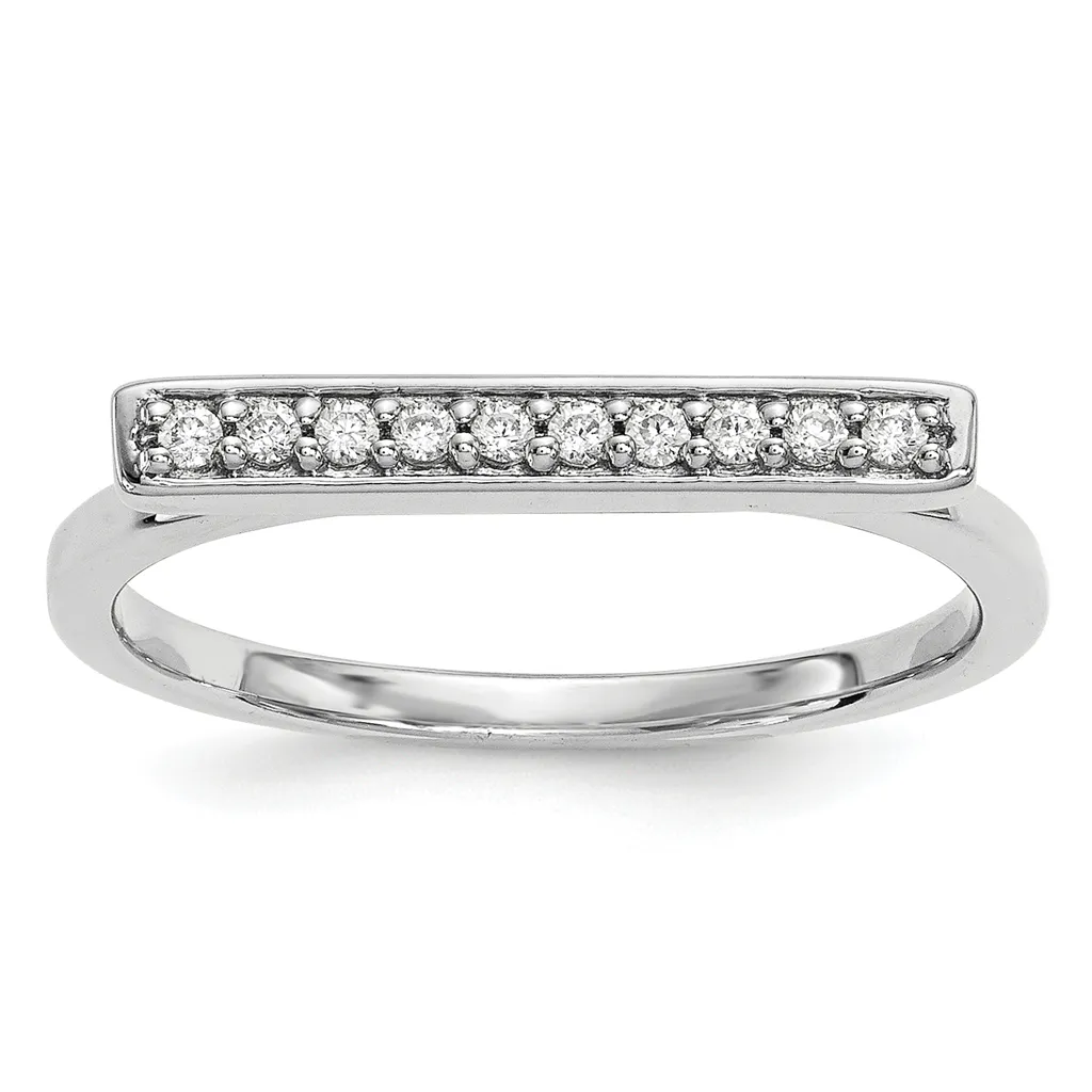 Lady's White 14 Karat Bar Top Diamond Fashion Ring