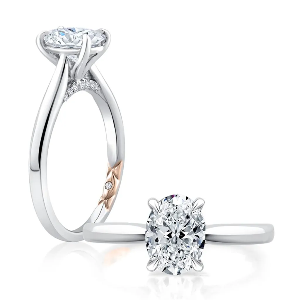 A. Jaffe Classic Solitaire Oval Center Diamond Engagement Ring