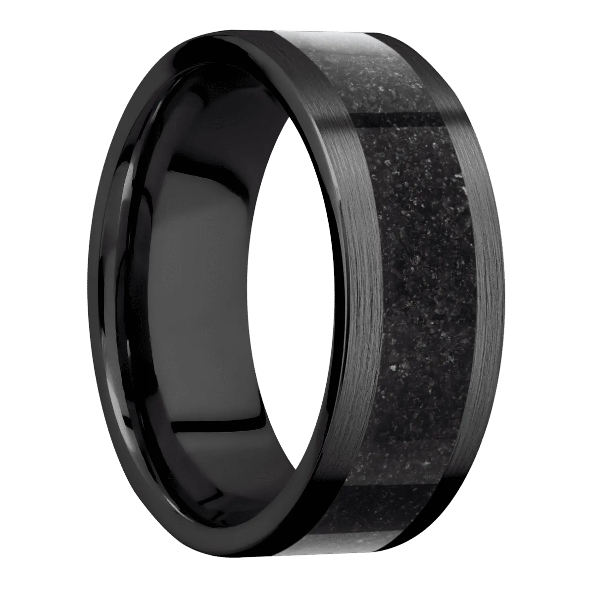 Zirconium with Satin Finish and Dinosaur Bone Black Inlay