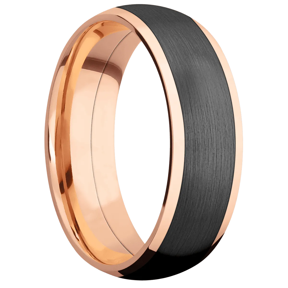 14K Rose Gold with Polish Finish and Zirconium Inlay