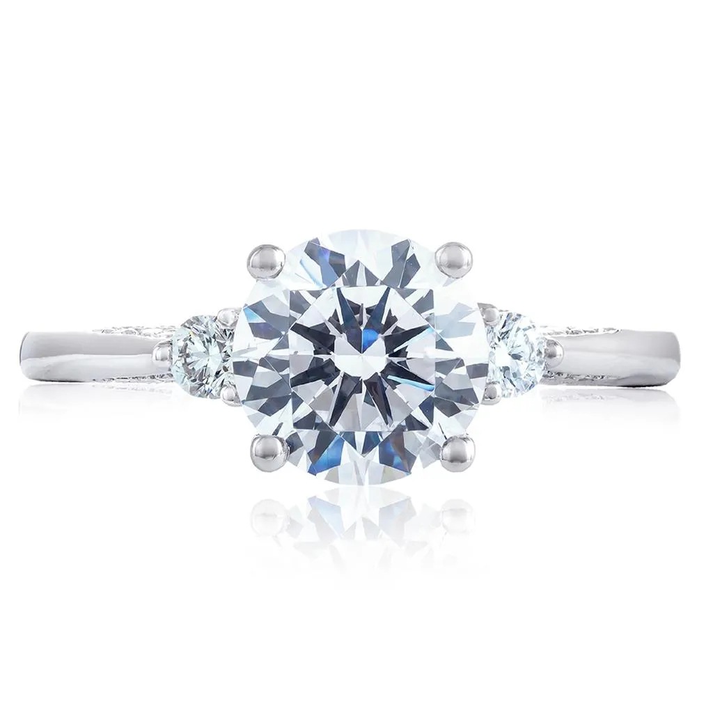 Simply Tacori 18K White Gold Three Stone Engagement Ring 2656 RD 6.5 W