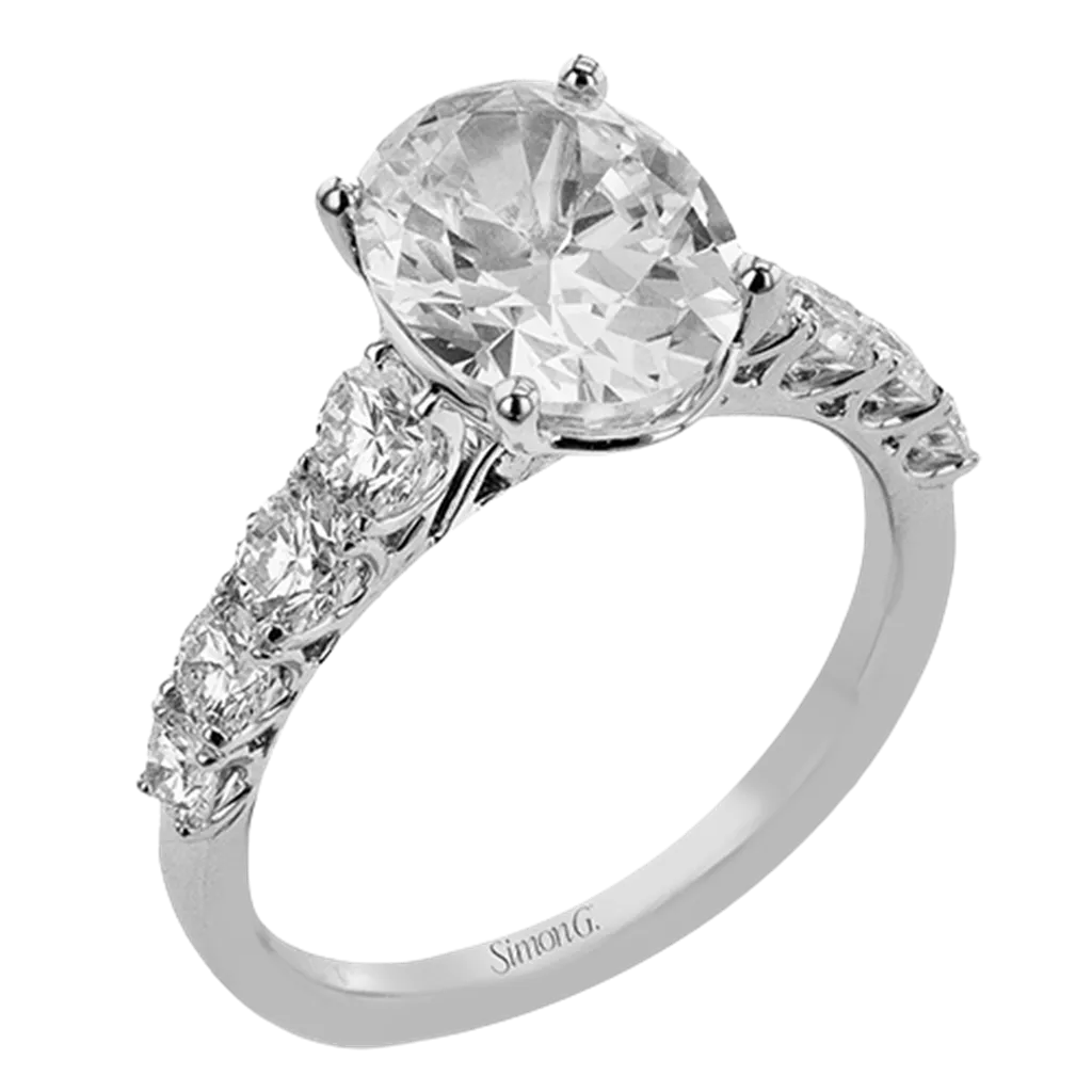 Lady's White 18 Karat 10X8mm Oval Hidden Halo Ring