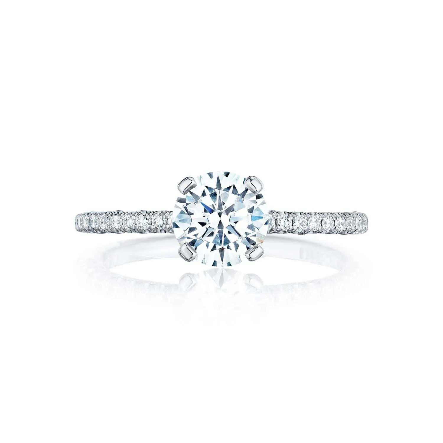18K White Gold Tacori Petite Crescent Semi-Mount Diamond Accent Engagement Ring (Setting Only)