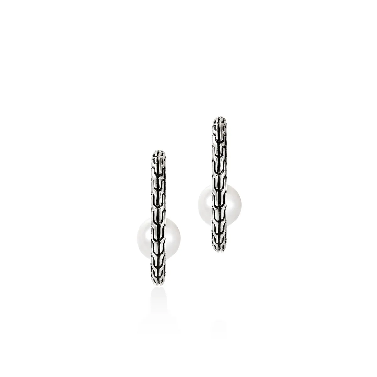 Essentials Silver Hoop Earrings with Cultured Fresh Water Pearl by John Hardy