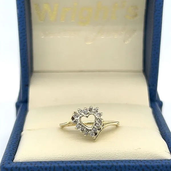 "Susanna" 14K Yellow Gold 14 Diamond Heart Ring Estate YG122230 YG122230