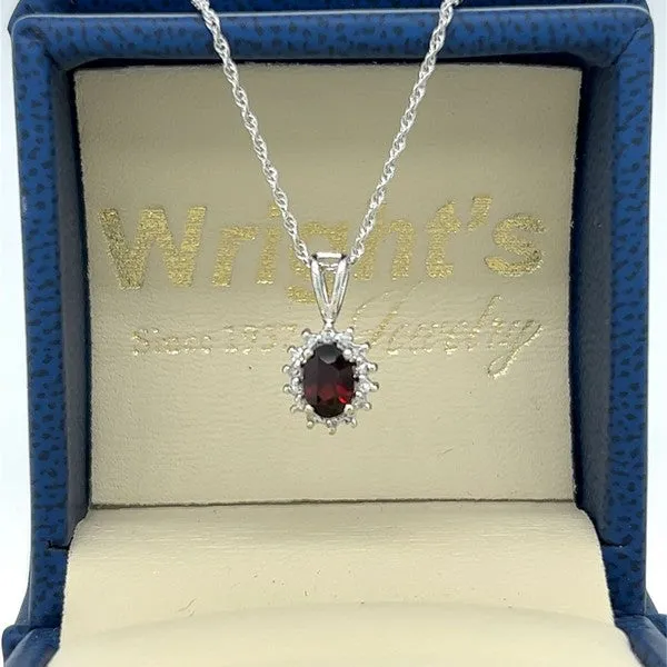 "Reign" 14K White Gold Garnet .14CTW Diamond Pendant Estate BO122230 BO122230
