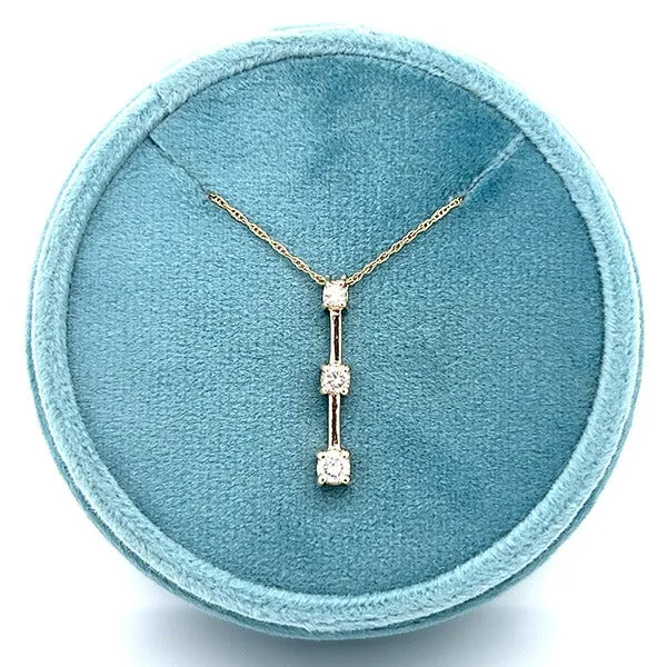 "Milana" 10KY 1/3CT 3 Stone Diamond Pendant 18" Estate BT623 BT623
