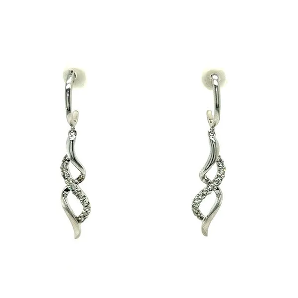 "Willa" 14K White Gold 1/4CT Diamond Dangle Earrings Estate WT