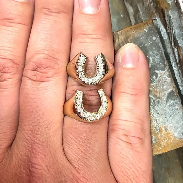"Walker" Men's 14K Yellow Gold 0.25CT Diamond Horseshoe Ring Estate LGT324PP LGT324PP