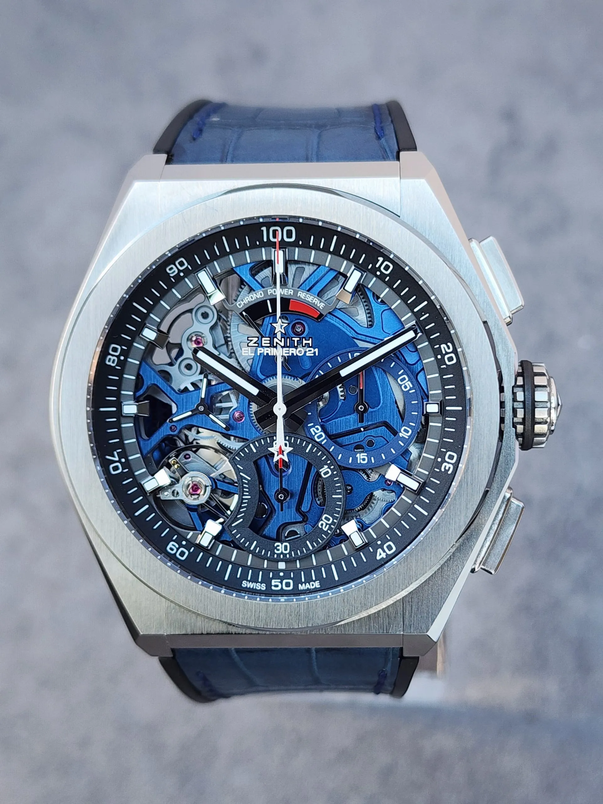 Zenith Defy El Primero 21 Blue Skeleton Chronograph 95.9002.9004/78.R584 44m Skeleton Full Set WARRANTY