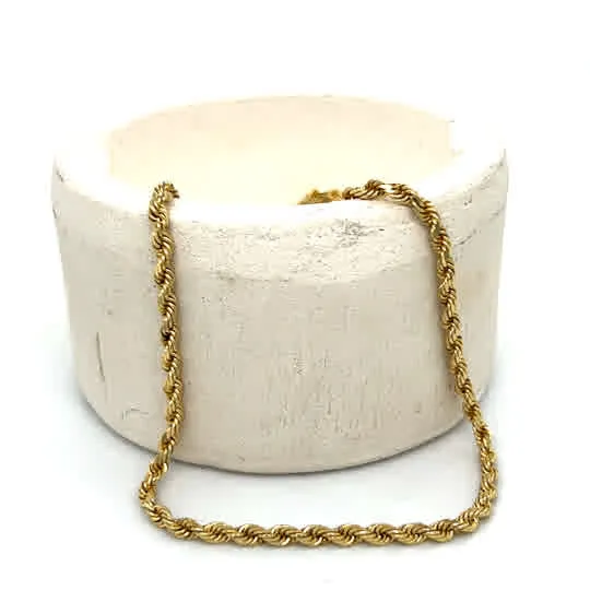 "Casimir" 14K Yellow Gold 16.6g 3mm Rope Chain 20" Estate YBWPP224