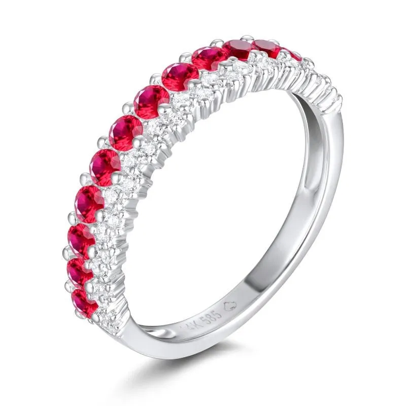 14K White Gold 0.84cttw Ruby & 0.19cttw SI H/I Diamond Ring