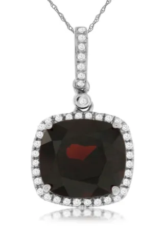 14K White Gold 4.60ct Garnet & 0.16cttw Diamond Pendant