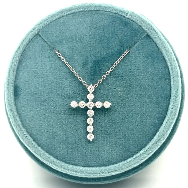 Silver Lab Grown Diamond Cross Pendant 192-00128