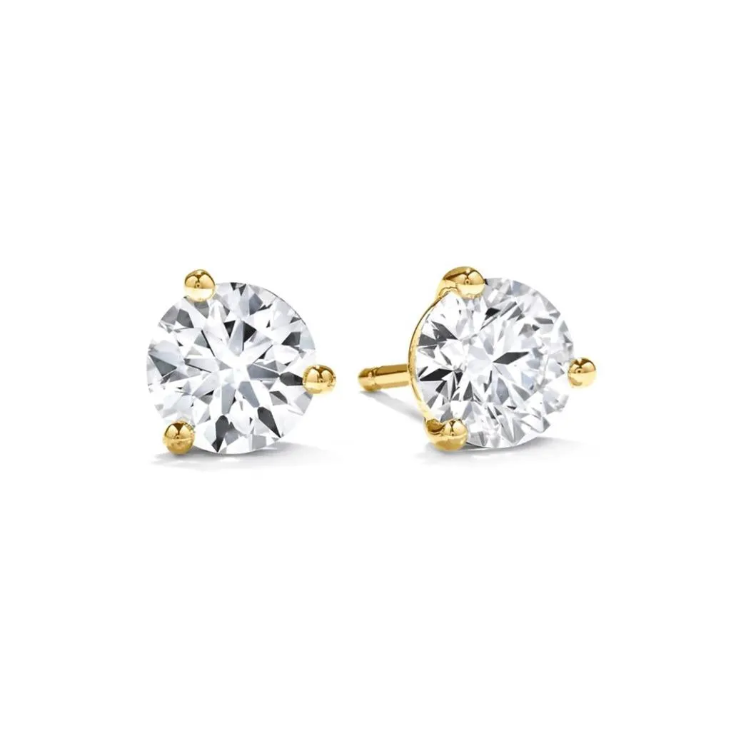 Hearts On Fire 18K Yellow Gold Three-Prong 1/2ctw Diamond Studs 3SIE00508Y