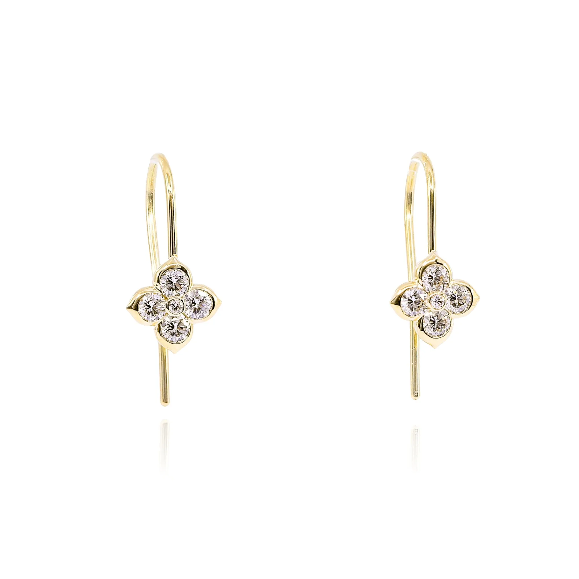 MARK PATTERSON 18K YELLOW GOLD 'ALYSSUM' DIAMOND SHEPHERD HOOK EARRINGS - 0.61CTW