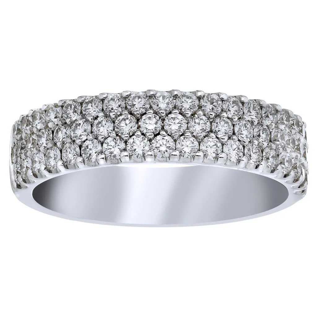 CW Signature 18K White Gold Three Row Diamond Ring R0870