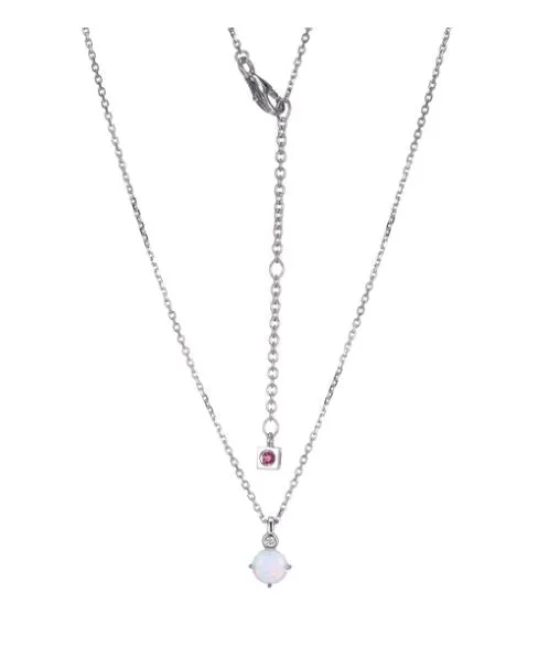 Sterling Silver Created Opal Birthstone Necklace by ELLE