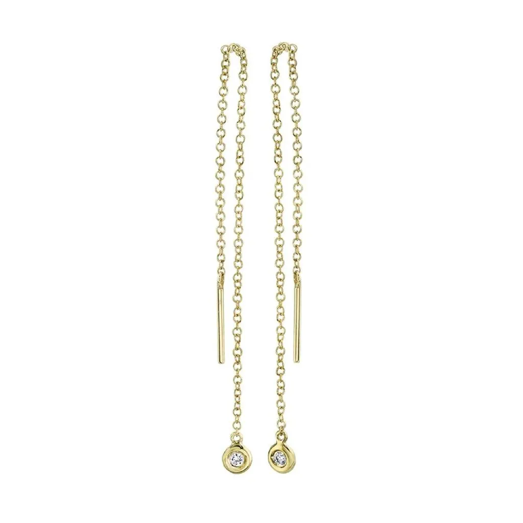 Shy Creation 14K Yellow Gold Diamond Threader Earrings SC55010098