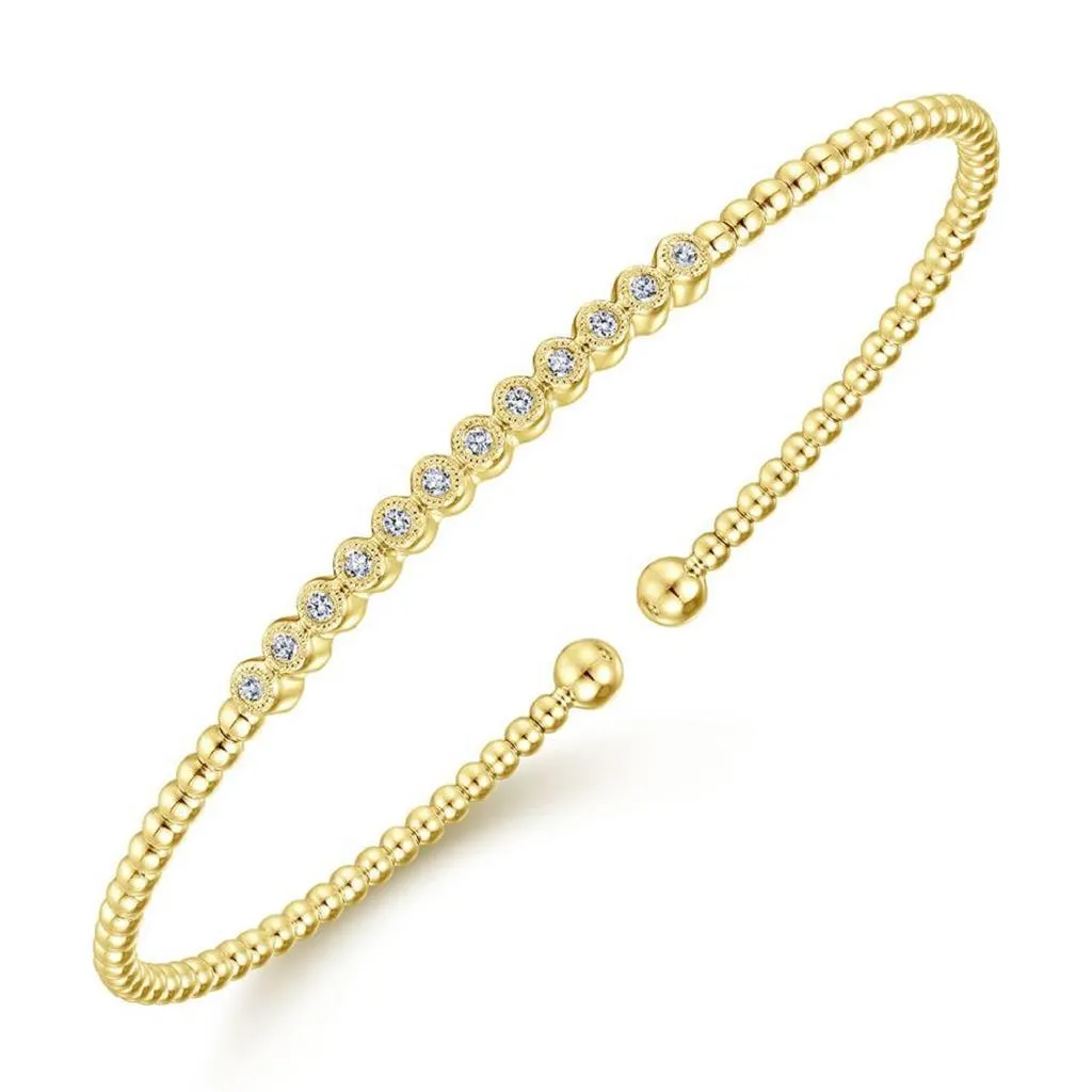 Gabriel & Co 14K Yellow Gold 12 Diamond Bujukan Bangle BG4118-65Y45JJ