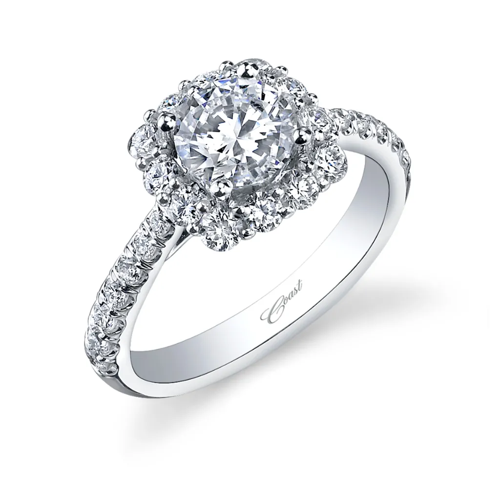 Coast Diamond Fishtail Prong Diamond Cushion Halo Ring Mounting