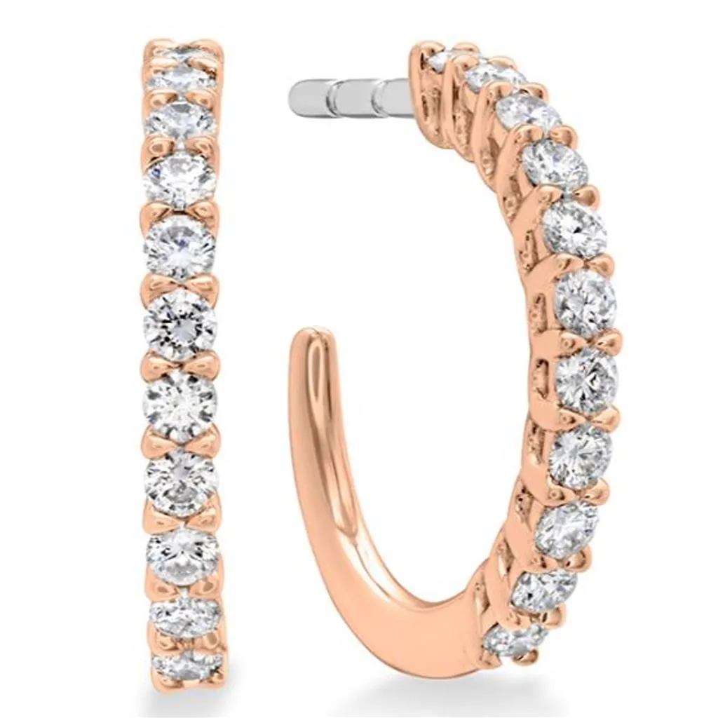 Hearts on Fire 18K Rose Gold XS Diamond Hoop Earrings HOOPSIGR00168R