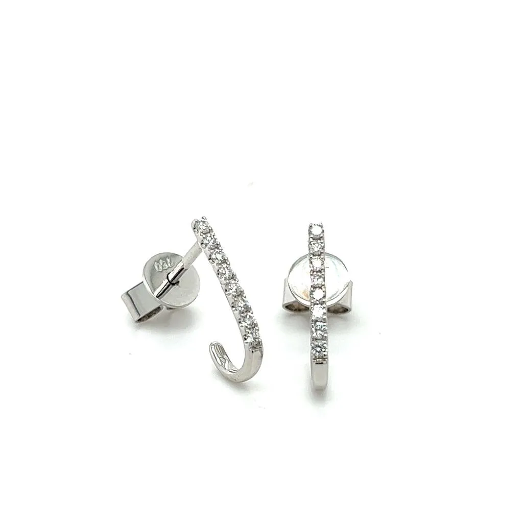 Lady's White 18 Karat J Stud Earrings With 16=0.17Tw Round G/H Vs2/Si1