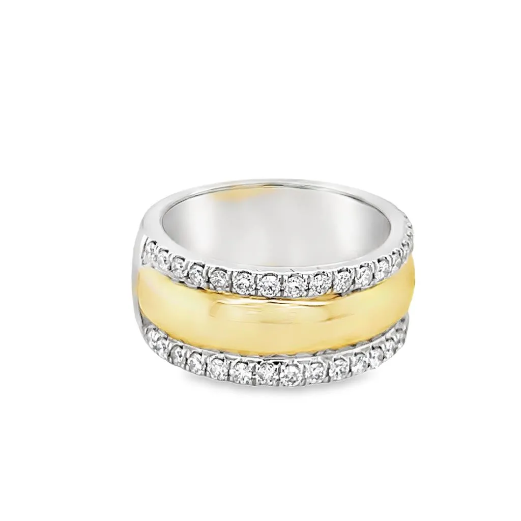 Coast Diamond Lady's Two-Tone Triple Row Polished Center Diamond Wedding Band