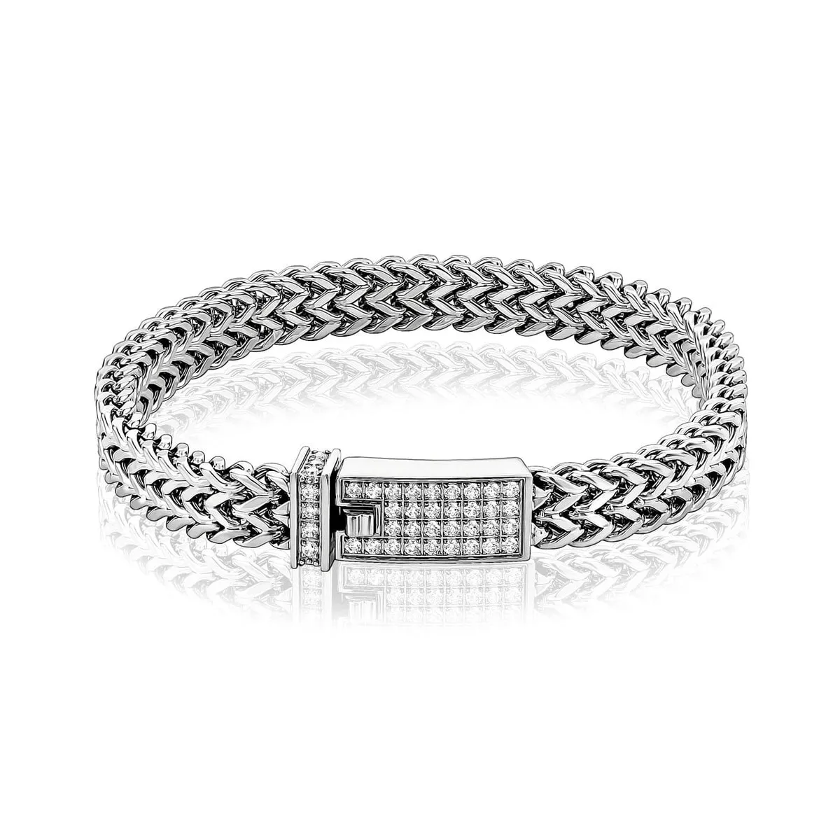 A.R.Z Men's Steel Double Franco Link 8.5" Bracelet