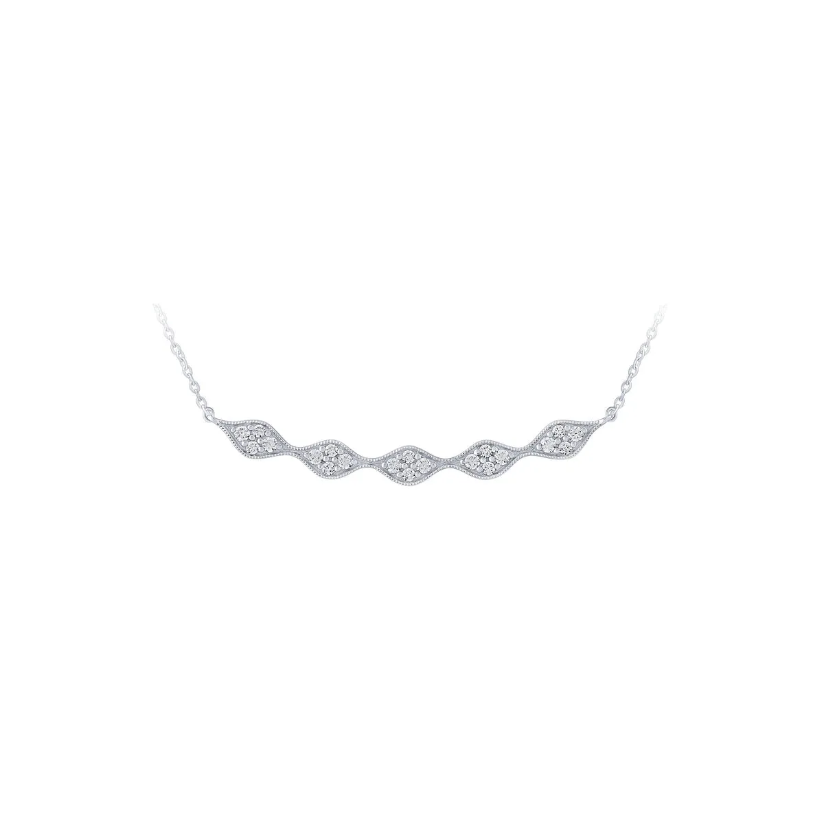 14K White Gold 1/4Ct Fancy Diamond Bar Necklace