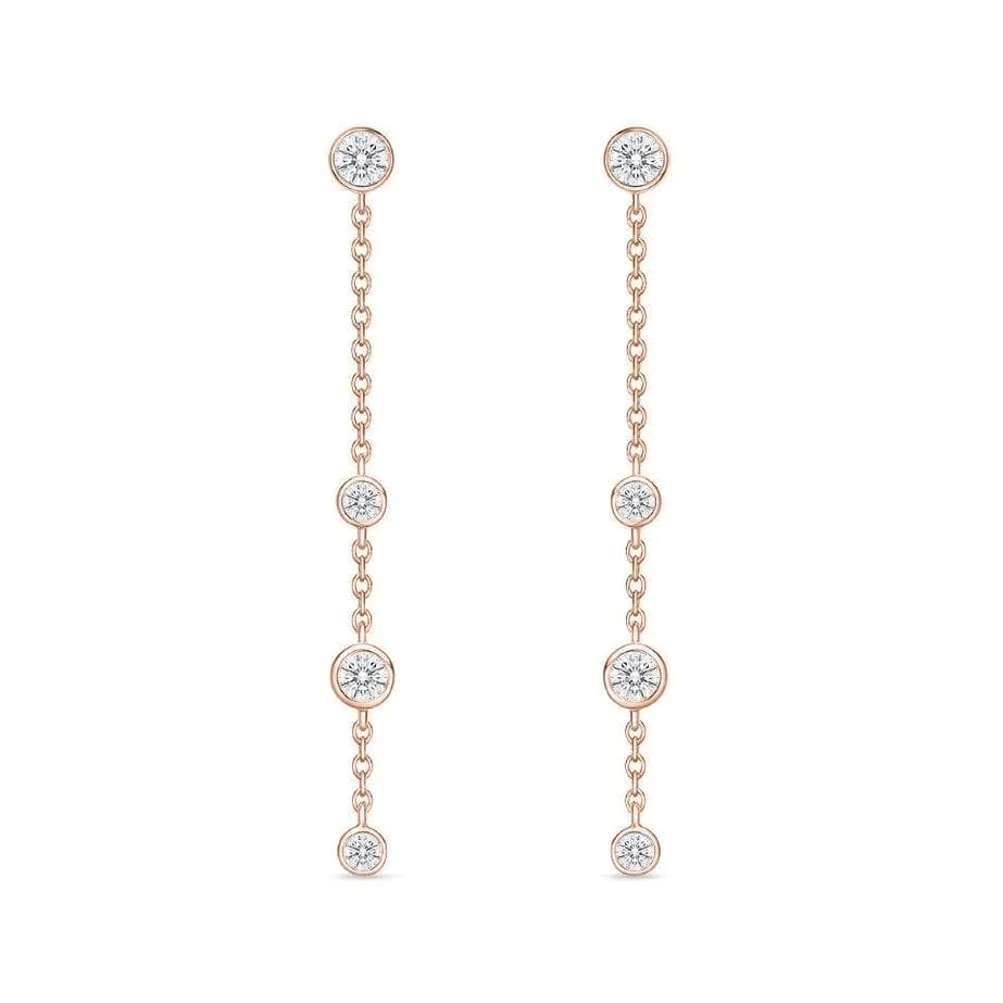 18K Rose Gold 1/2Ct Diamond Drop Earrings