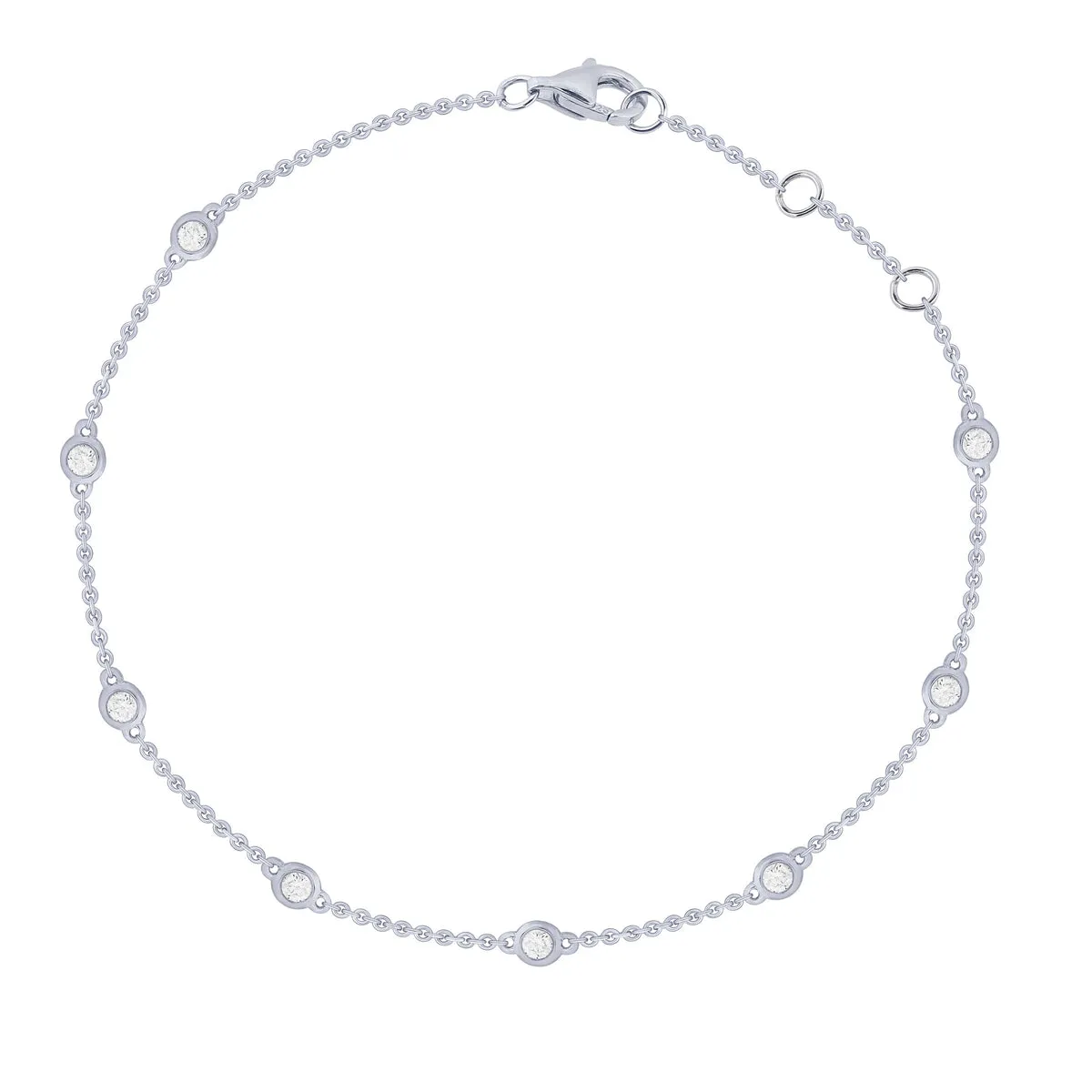 14K White Gold 1/4Ct Diamond By The Yard Bracelet