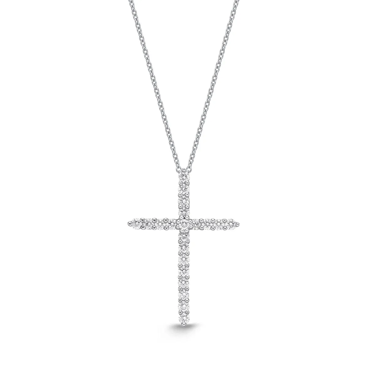 Diamond Cross Pendant in 18K White Gold .18ct