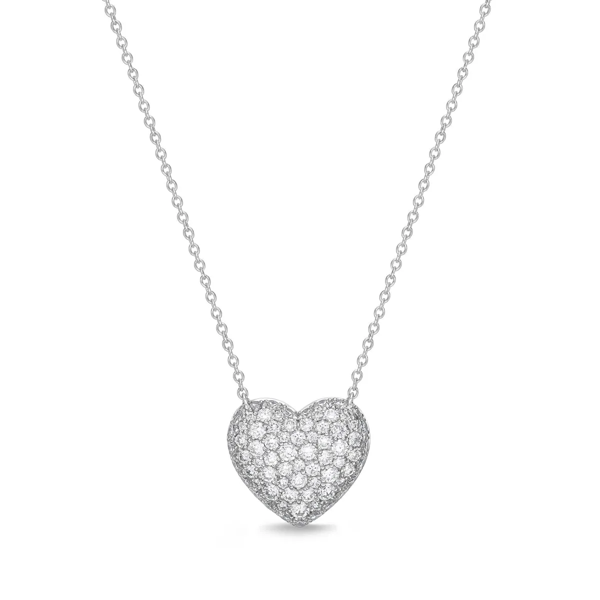 Diamond Pave Heart Pendant in 18K White Gold .50ct