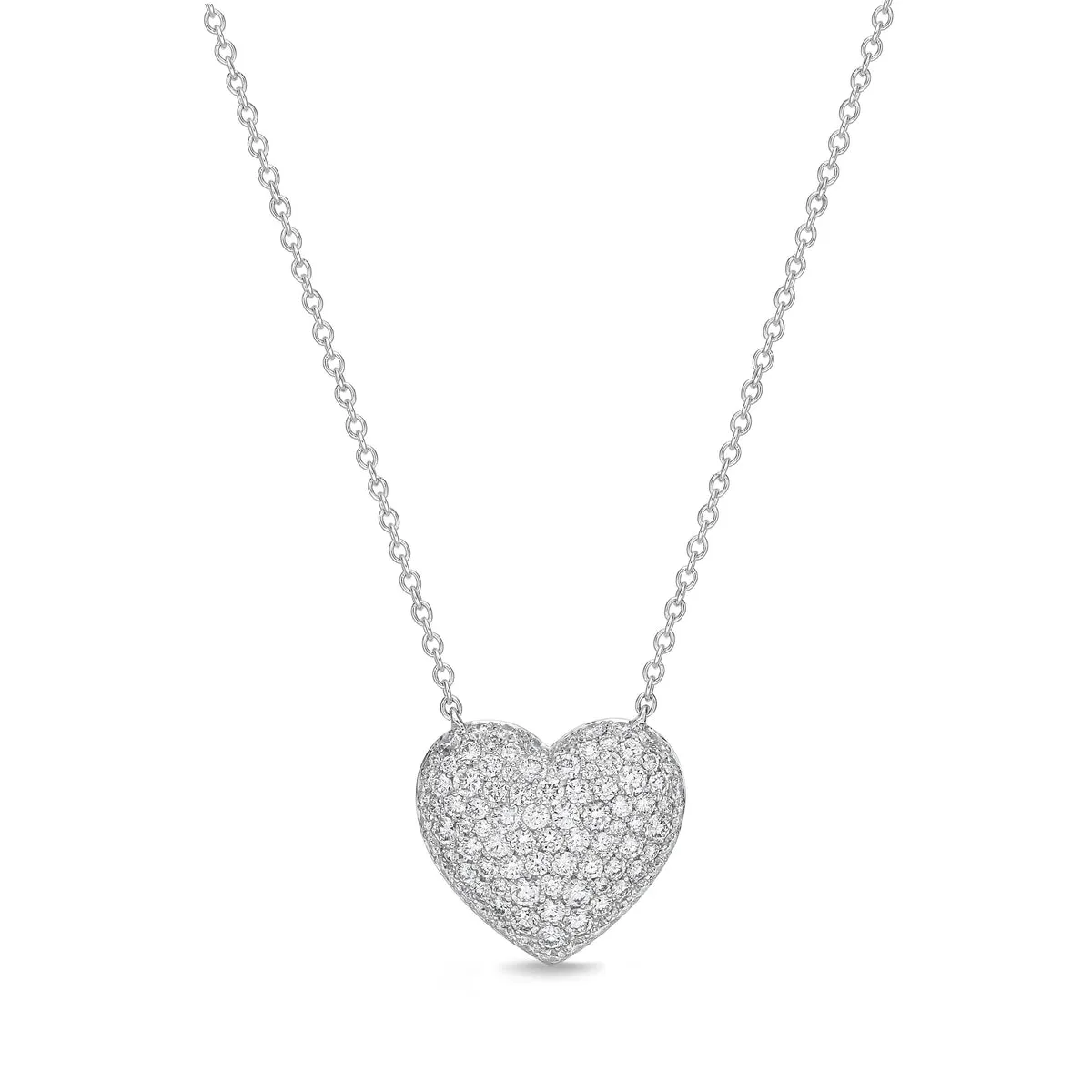 Diamond Pave Heart Pendant in 18K White Gold 1.01ct