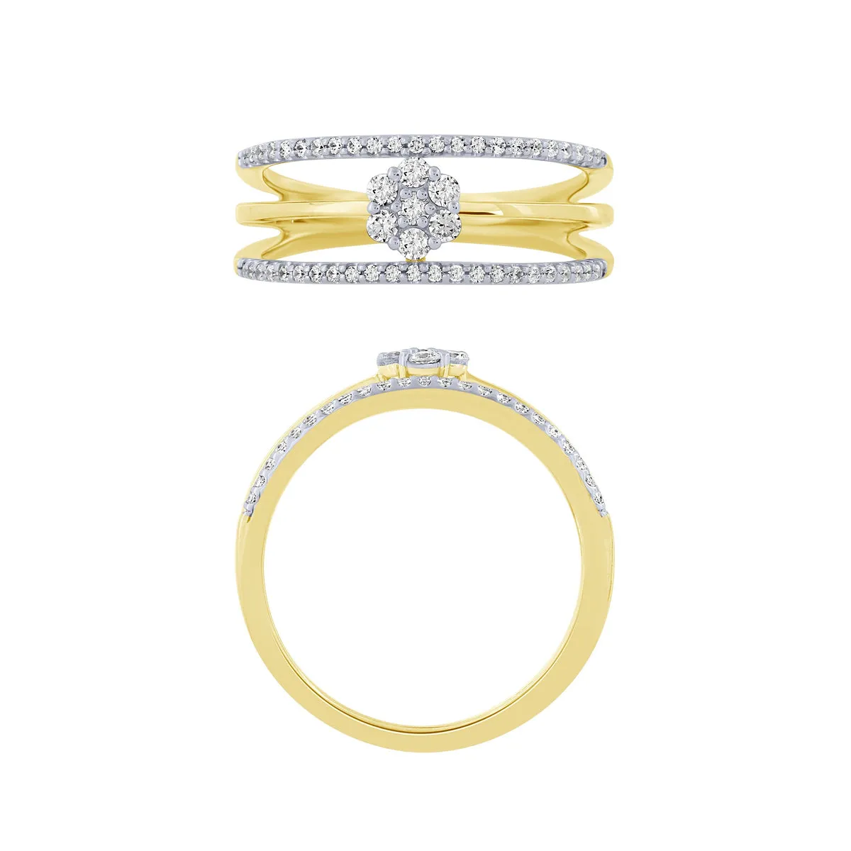 14K 1/3Ct Layered Diamond Fashion Ring