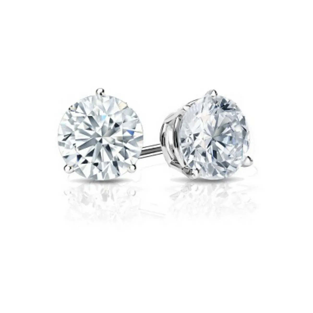 14K White Gold Solitaire Martini Set Diamond Earrings