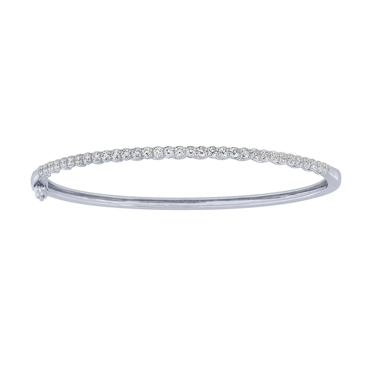 14K White Gold 1Ct Diamond Bangle