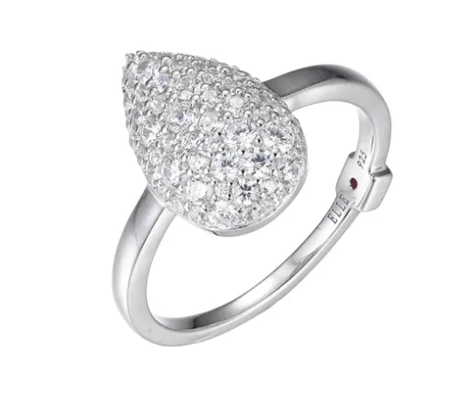 Glimmer Sterling Silver Teardrop Cubic Zirconia Ring by ELLE
