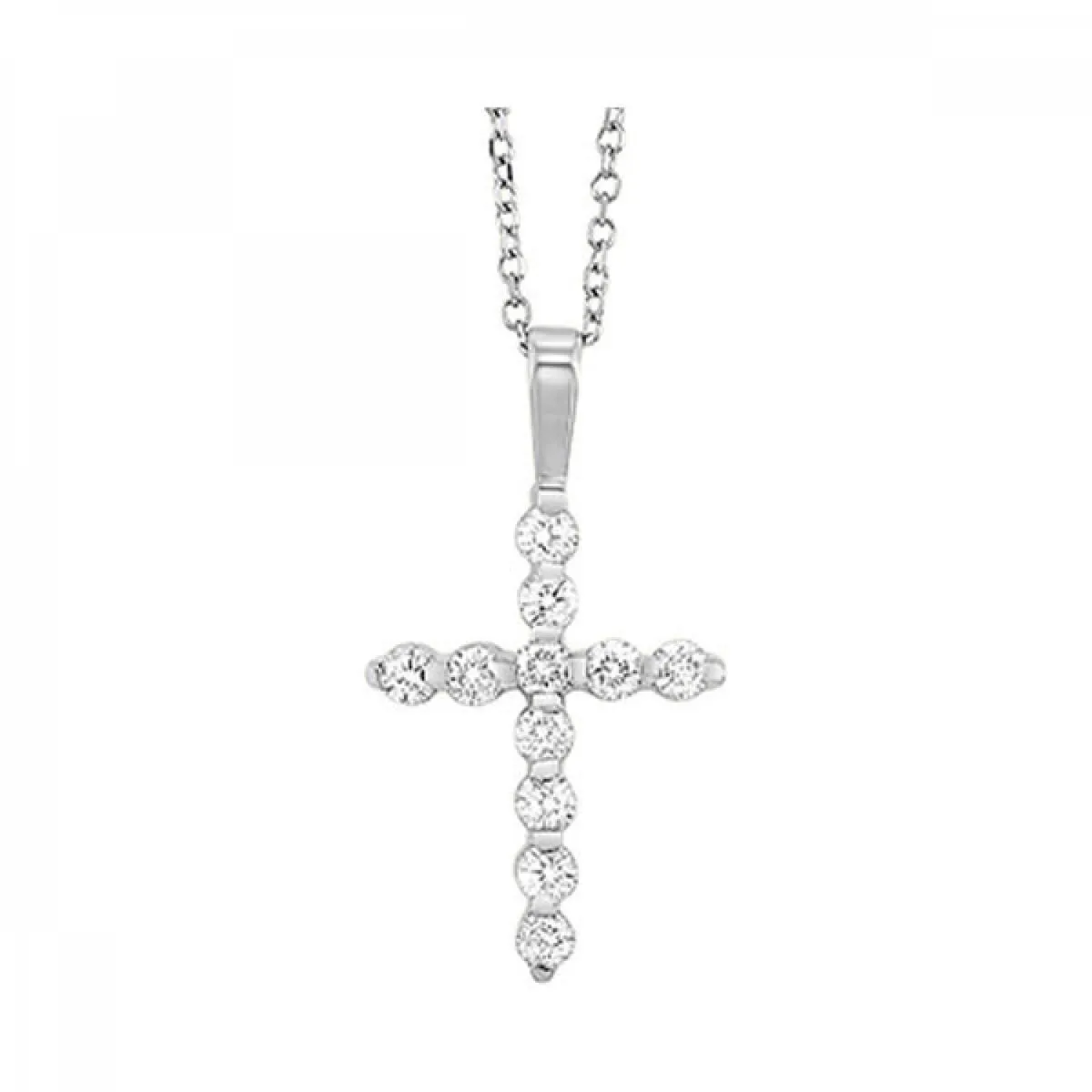 14K White Gold 0.25cttw Cross Diamond Pendant