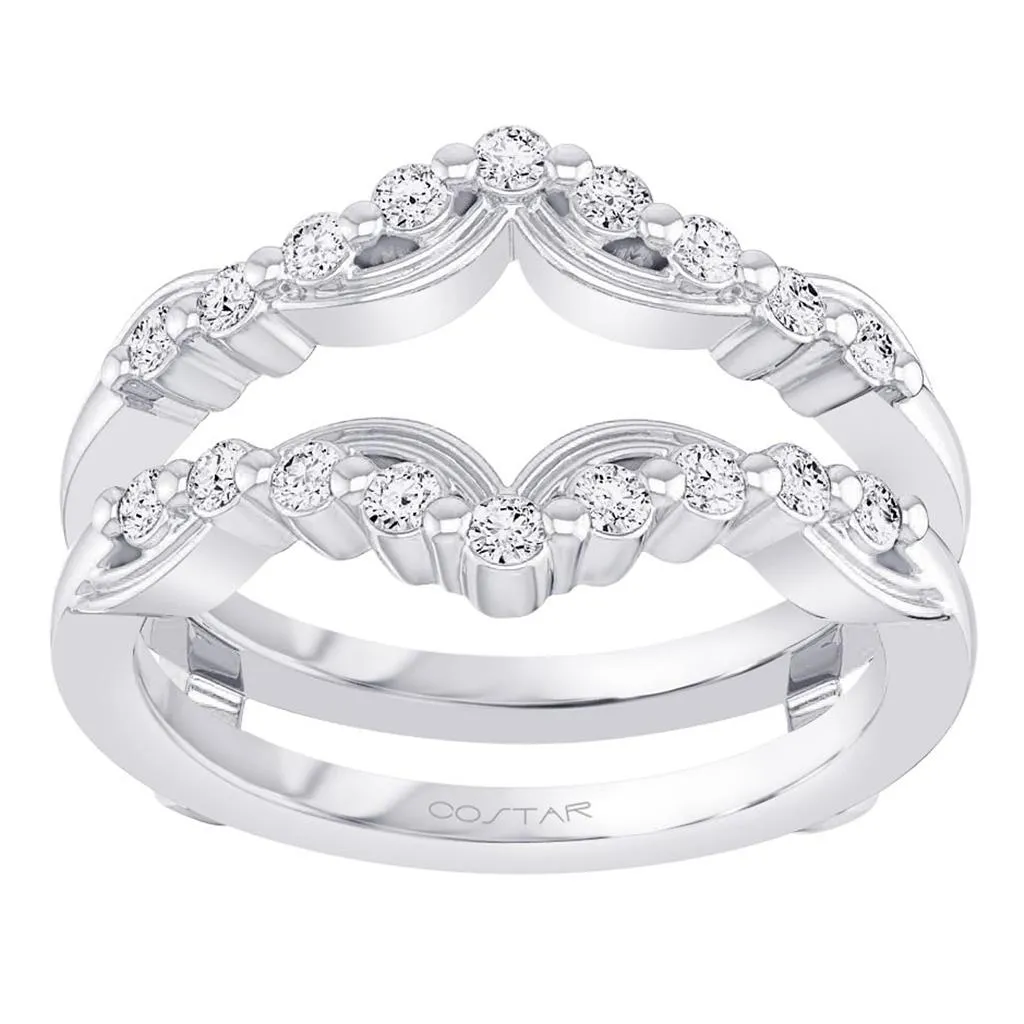 Costar 14K White Gold Curved Filigree Diamond Enhancer Ring R15084WB