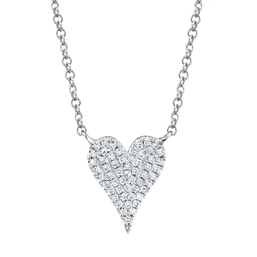 Shy Creation 14K White Gold Diamond Heart Necklace SC55006925