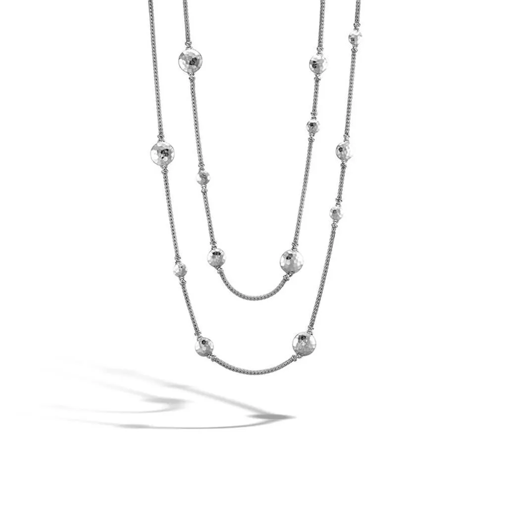 John Hardy Dot Hammered Silver Disc Station Sautoir Necklace