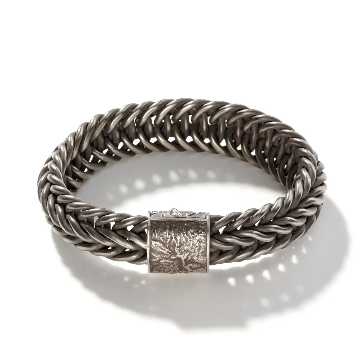 Icon Chevron Silver 15mm Chain Bracelet with Reticulated Pusher Clasp by John Hardy