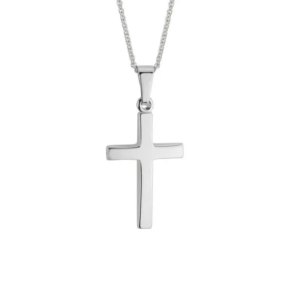 14K White Gold Cross Necklace