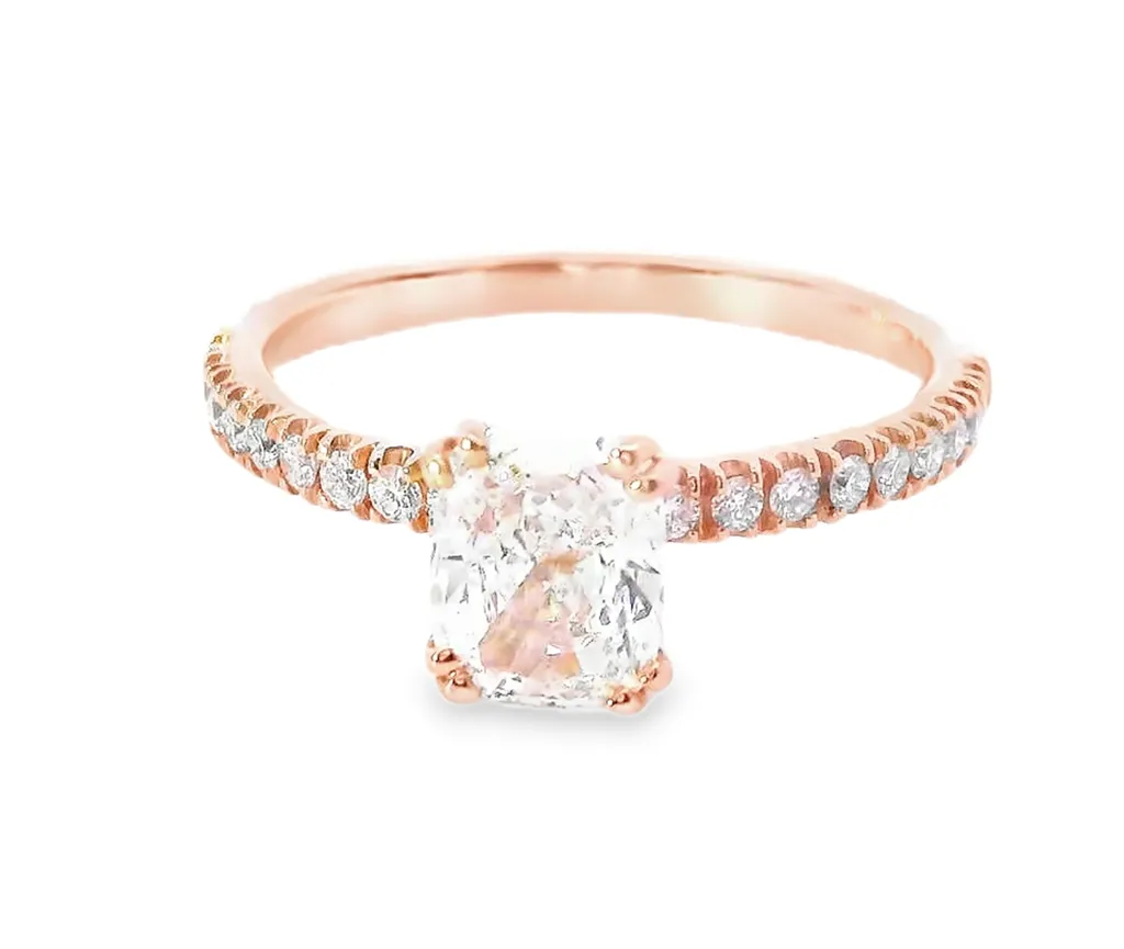 14K Rose Gold Cushion Cut Semi-mount Diamond Engagement Ring