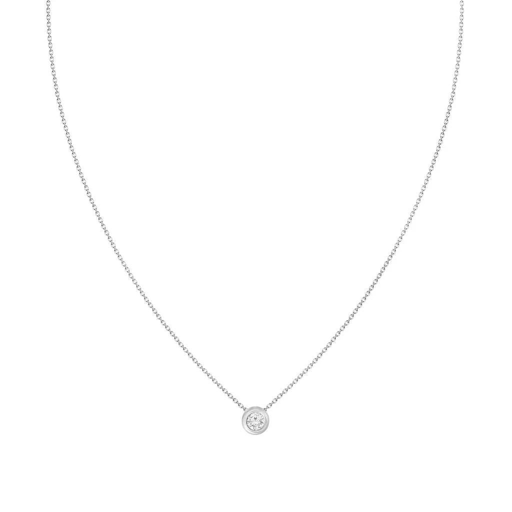 Lady's White 18 Karat Bezel Set Diamond Necklace