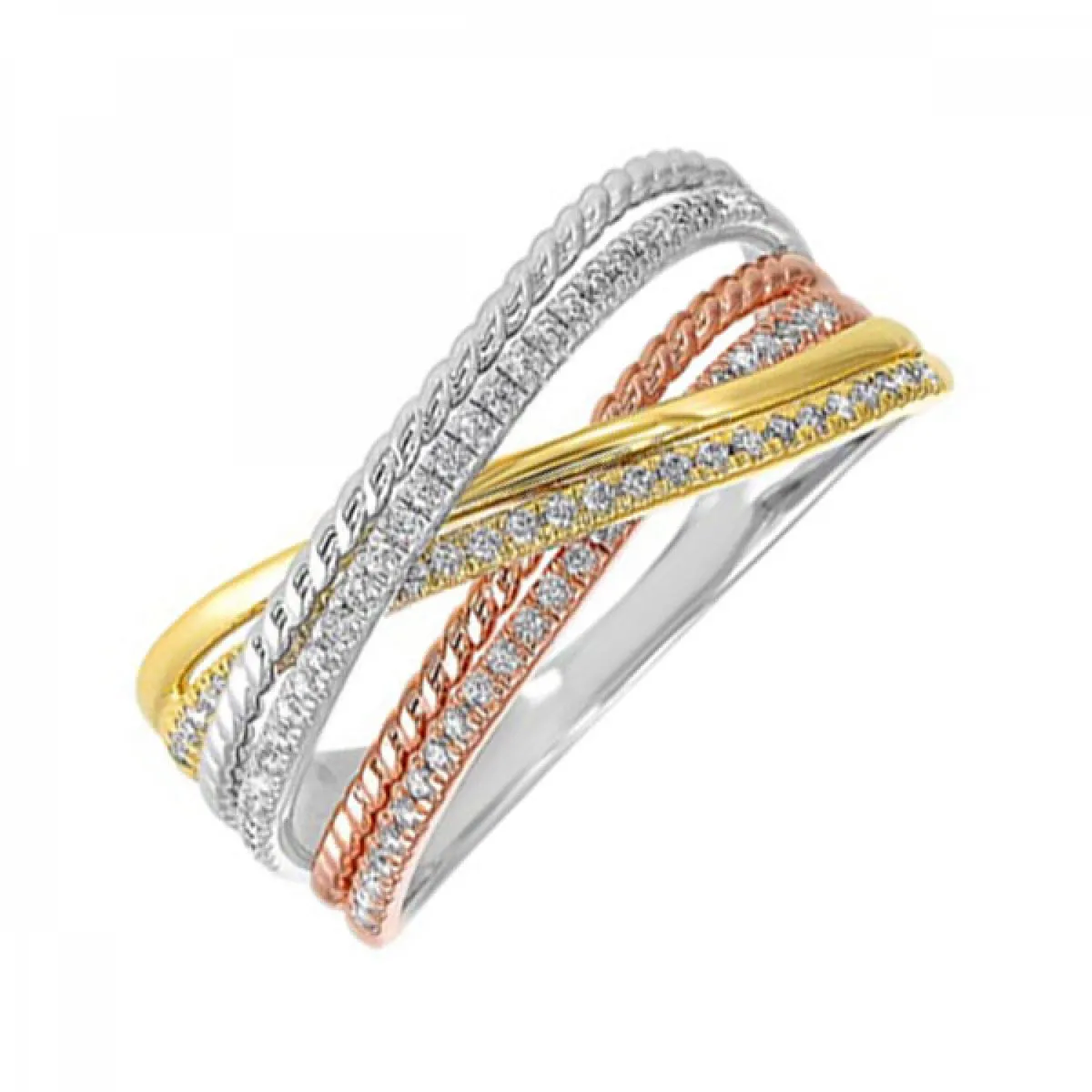 10K Yellow, White, & Rose Gold 0.20cttw Diamond Ring